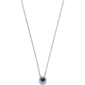 Zilver Gerhodineerde collier saffier zirkonia 41 - 43 - 45 cm 1341428