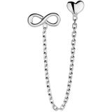 Zilver Gerhodineerde oorknop hart en infinity per stuk 1338678