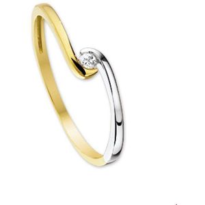 ring zirkonia 14K bicolor goud geel/wit 4205602