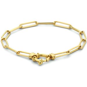 armband paperclip ronde buis 4,0 mm 18 cm met groot springslot 14K geelgoud 4024464