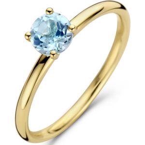 Quickjewels 4027553 - blauw topaas - 14k geelgoud - Ring-Maat 17