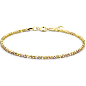 14K geelgoud tennisarmband natuurlijke kleurstenen 1,5 mm 16,5 – 18 cm 4029069