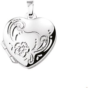 Zilveren Medaillon hart gravure 1012041