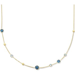 14K geelgoud collier london blue en blauw topaas en rondjes 41 - 43 - 45 cm 4025868