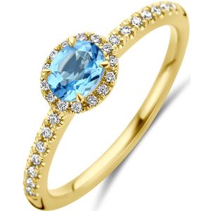 14K geelgoud ring swiss blue topaas en diamant 0.12ct h si 4032458 17.75