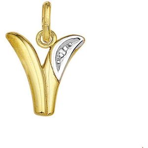 Geelgouden Hanger letter V diamant 0.005ct H SI 4006387