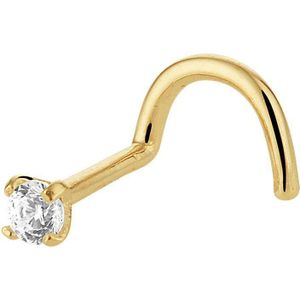 krul neusknopje zirkonia 14K geelgoud 4023138