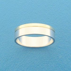 Goud met Zilveren Ring AL755 - 5 mm - zonder steen 5600152 18.50 mm (58)
