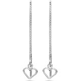 Zilver Gerhodineerde doortrekoorbellen hart 1338622