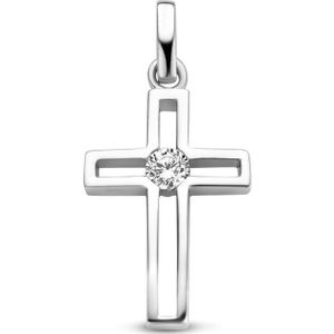 Zilver Gerhodineerde Hanger kruis zirkonia 1333719