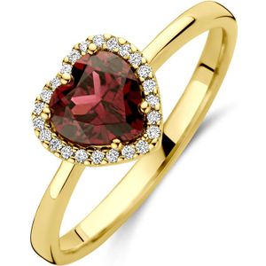 14K geelgoud ring hartje roze rhodoliet en diamant 0.06ct h si 4034171 16.50
