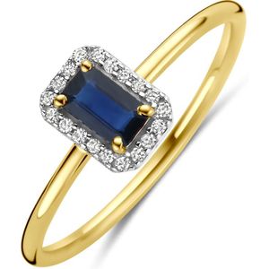14K geelgoud ring saffier en diamant 0.06ct h si 4034218 18