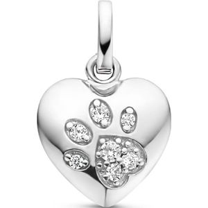 zilver gerhodineerd hanger hart en hondenpoot zirkonia 1335075