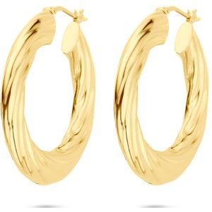 Zilver Verguld - Oorringen - Geel - Gedraaid - 1 Micron - 4mm Dikte