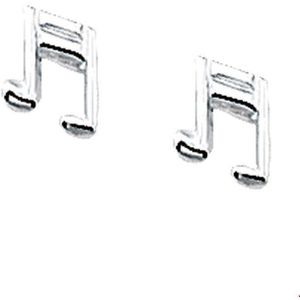 oorknoppen muzieknoot zilver wit 1000638