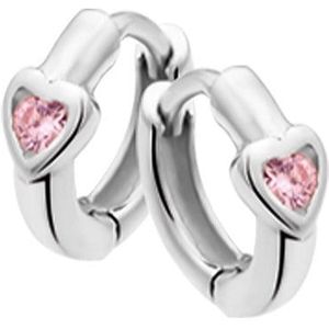 klapoorringen hart roze zirkonia zilver wit 1017984