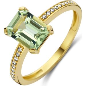 14K geelgoud ring groen amethist en diamant 0.07ct h si 4028144 18.50