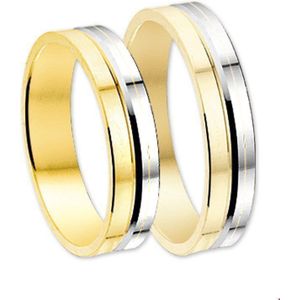 ring a410 - 4 mm - zonder steen 14K bicolor goud geel/wit 4202249