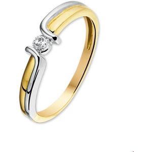 ring zirkonia 14K bicolor goud geel/wit 4205605