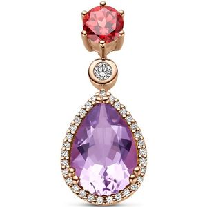 14K roségoud hanger roze amethist, roze rhodoliet en diamant 0.17ct h si halo 4401528