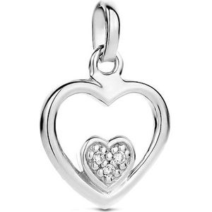 Zilver Gerhodineerde Hanger hart zirkonia 1334113