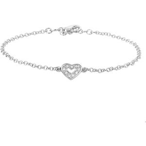 Zilver Gerhodineerde Armband hart zirkonia 1 1319152