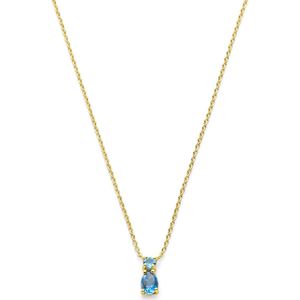 14K geelgoud collier london blue topaas en sky blue topaas 41 - 43 - 45 cm 4030481