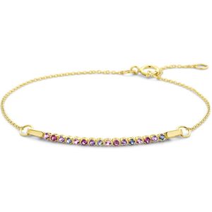 14K geelgoud armband natuurlijke kleurstenen 16 – 18 cm 4029075