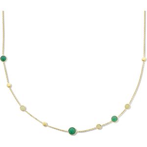 collier groen agaat, kwartsiet en rondjes 41 - 43 - 45 cm 14K geelgoud 4025870