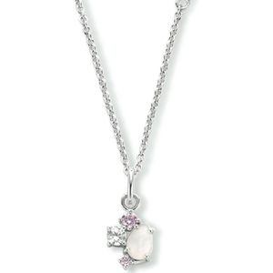 zilver gerhodineerd collier rozenkwarts en zirkonia 40 + 4 cm 1334695