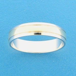ring a419 - 5 mm - zonder steen 14K bicolor goud geel/wit 4207657