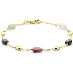 14K geelgoud armband meerdere kleuren toermalijn 19 cm 4031336