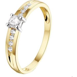 ring zirkonia 14K bicolor goud geel/wit 4208283