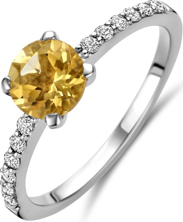 Zilver Gerhodineerde ring citrien en zirkonia 1338433 17.75