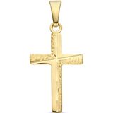 14K geelgoud hanger kruis gehamerd 18 mm 4033129