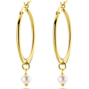 zilver verguld (geel) oorhangers synth. parel 1 micron 2103458