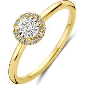14K bicolor goud geel/wit ring diamant 0.15ct h si 4209001 17.25