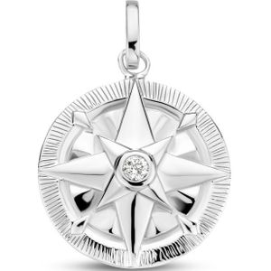 zilver gerhodineerd hanger ster rondje zirkonia 1335411
