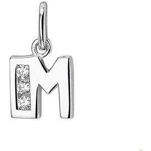 Zilver Gerhodineerde Hanger letter M zirkonia 1304298