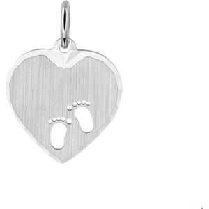 Zilver Gerhodineerde Hanger hart en voetjes poli/mat 1324206