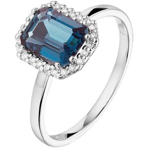 Witgouden Ring London blue topaas en diamant 0.10ct H SI 4105285 17.75 mm (56)