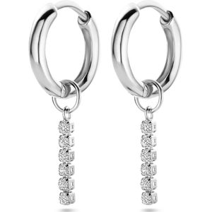 Zilver - Gerhodineerde Klapoorringen - Zirkonia - 15 mm
