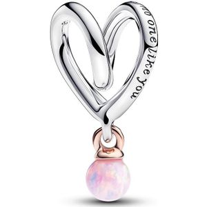 Pandora - Hartvormige Bedel - Roségoud Verguld Sterling Zilver - Roze Opaal