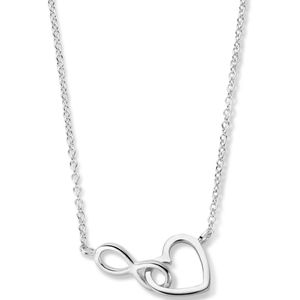 zilver gerhodineerd collier hart en infinity 41 + 4 cm 1336506