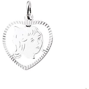 hanger meisje hart gediamanteerd 16,5 x 16 mm zilver wit 1005225