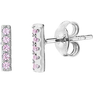 oorknoppen balkje roze zirkonia zilver gerhodineerd 1332971