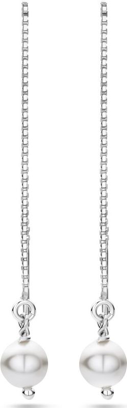 Zilver Gerhodineerde doortrekoorbellen swarovski parel 1338624