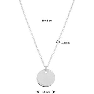 Zilver Gerhodineerde Collier rondje 1 1332784 55 cm