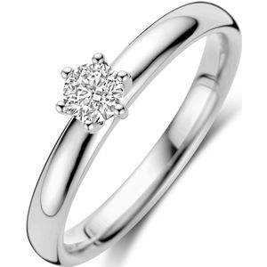 Aanzoeksring - 14K Witgouden Ring - Diamant 0.25ct H Si - 5.5mm Breedte