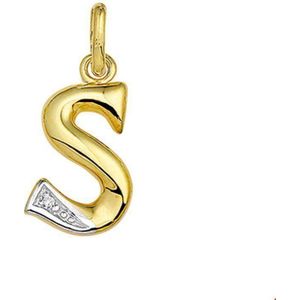 Geelgouden Hanger letter S diamant 0.005ct H SI 4006378